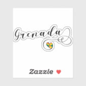 Grenada Flag Heart, Grenadian Sticker (Vel)