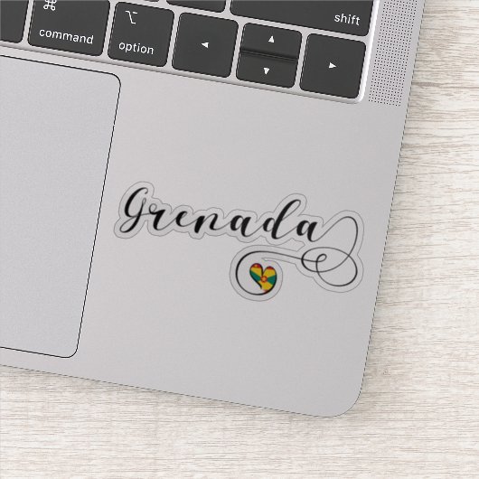 Grenada Flag Heart, Grenadian Sticker (Detail)