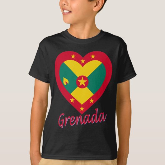 Grenada Flag Heart T-shirt (Voorkant)