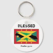 Grenada Flag | Jamaica-kaart |  BLESSEN Sleutelhanger (Voorkant)