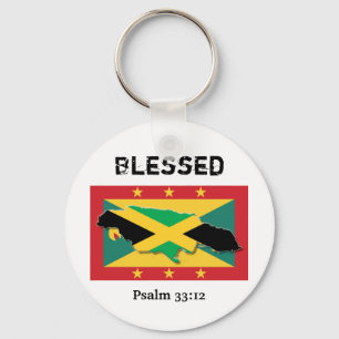 Grenada Flag   Jamaica-kaart    BLESSEN Sleutelhanger