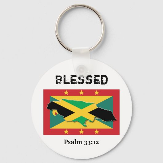Grenada Flag | Jamaica-kaart |  BLESSEN Sleutelhanger (Voorkant)
