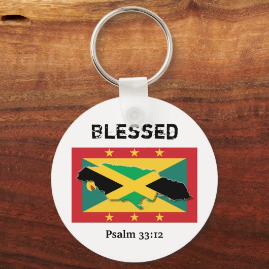 Grenada Flag | Jamaica-kaart |  BLESSEN Sleutelhanger (Voorkant)