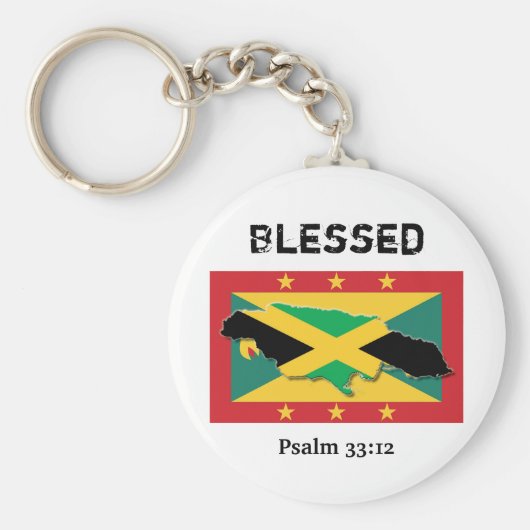 Grenada Flag | Jamaica-kaart |  BLESSEN Sleutelhanger (Voorkant)
