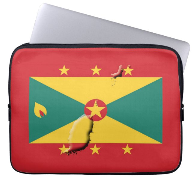 GRENADA Flag Map Patriottic Computer RED Laptop Sleeve (Voorkant)