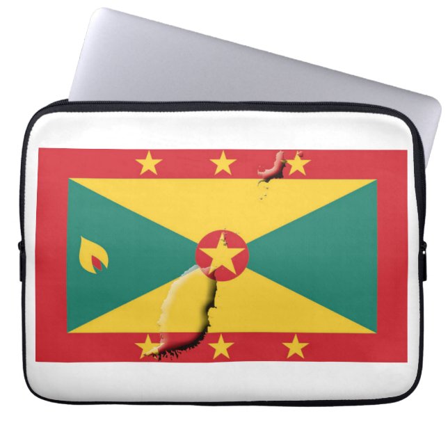 GRENADA Flag Map Patriottic Computer WHITE Laptop Sleeve (Voorkant)