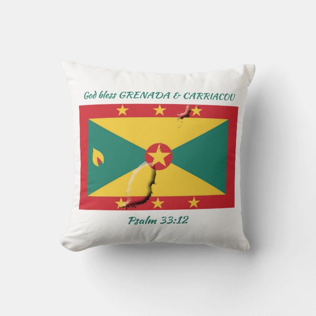 GRENADA FLAG MAP Patriottische scripts aangepaste  Kussen (Voorkant)