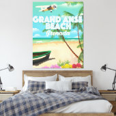Grenada Grand Anse Beach Reisposter Canvas Afdruk (Insitu (Slaapkamer))