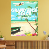 Grenada Grand Anse Beach Reisposter Canvas Afdruk (Insitu (Woonkamer))