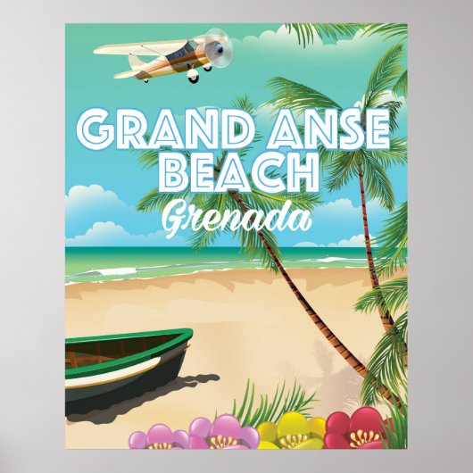 Grenada Grand Anse Beach Travel Poster (Voorkant)
