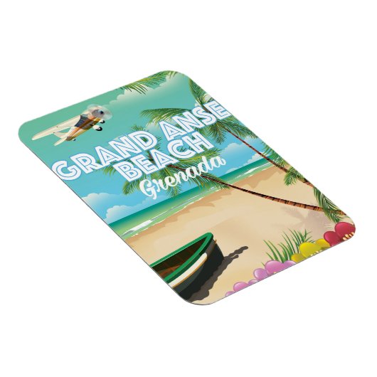 Grenada Grand Anse Beach Travel Poster Magneet (Rechterzijde)