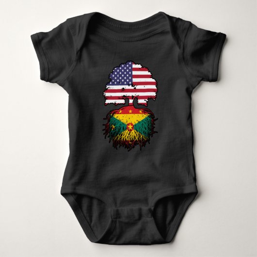 Grenada Grenadian American USA Tree Roots Flag Romper (Voorkant)