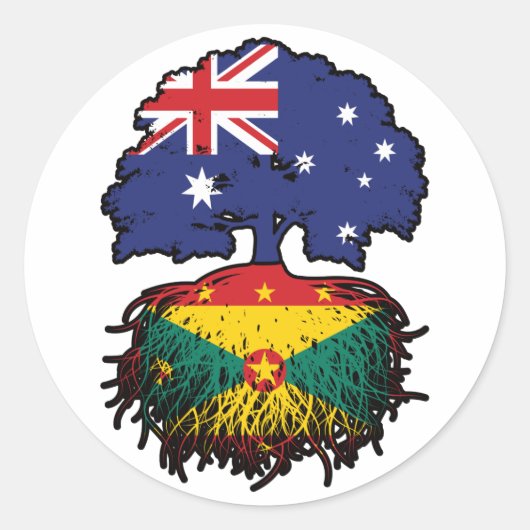 Grenada Grenadian Australian Australia Tree Roots Ronde Sticker (Voorkant)
