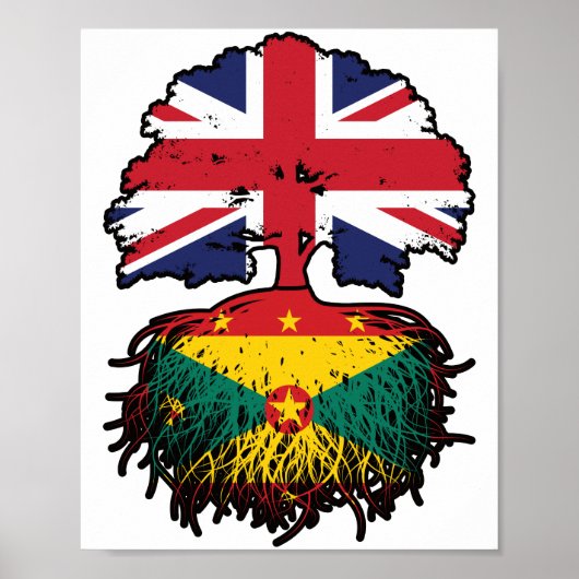 Grenada Grenadian Brits - Groot-Brittannië - vlag Poster (Voorkant)