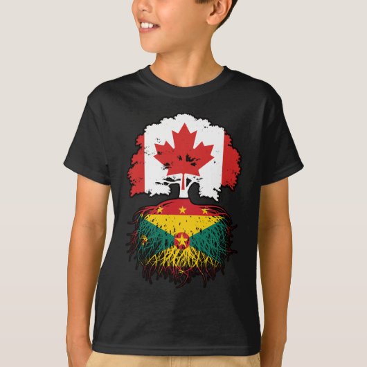 Grenada Grenadian Canadian Canada Tree Roots Flag T-shirt (Voorkant)