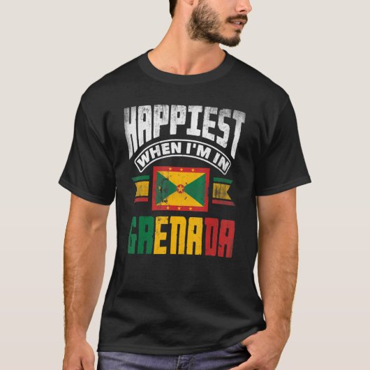 Grenada Grenadian Grenadian Flag het gelukkigst al T-shirt (Voorkant)