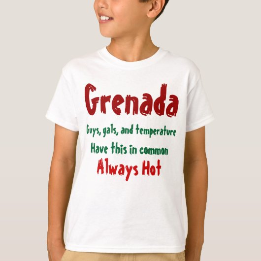 Grenada hete meisjes en jongens t-shirts (Voorkant)