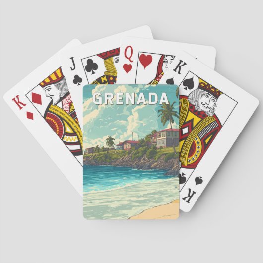 Grenada Illustratie Reis Kunst Vintage Pokerkaarten (Achterkant)