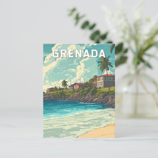 Grenada Illustration Travel Art Vintage Briefkaart (Staand voorkant)