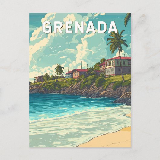 Grenada Illustration Travel Art Vintage Briefkaart (Voorkant)