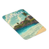 Grenada Illustration Travel Art Vintage Magneet (Rechterzijde)