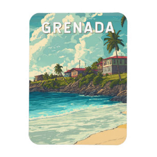 Grenada Illustration Travel Art Vintage Magneet