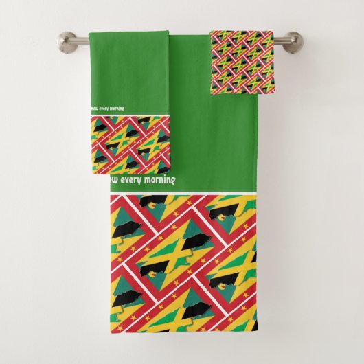 GRENADA JAMAICA FLAG Gepersonaliseerd ScriptGROEN Bad Handdoek (Insitu)