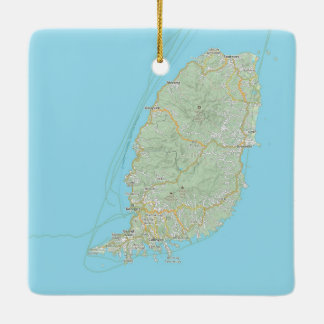 Grenada Kaart Kerstmis Keramisch Ornament