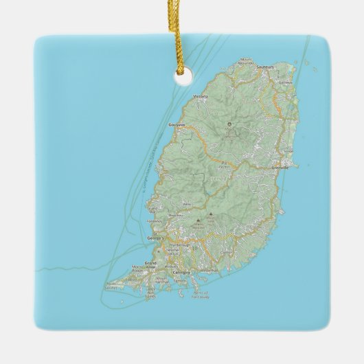 Grenada Kaart Kerstmis Keramisch Ornament (Voorkant)