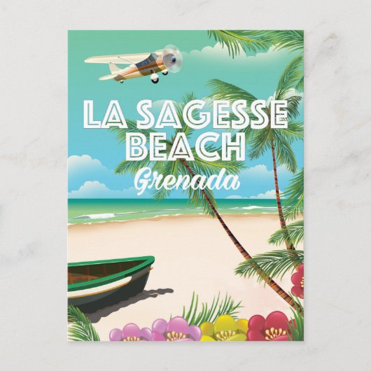Grenada La Sagesse Travel Poster Briefkaart (Voorkant)