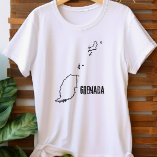 Grenada Landkaart Omtrek Grenadische Grenslijn T-shirt