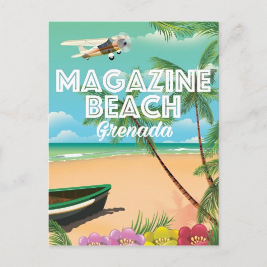 Grenada Magazine Beach Travel Poster Briefkaart (Voorkant)