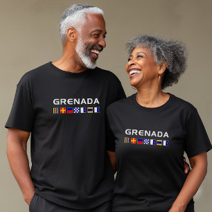 Grenada Nautical Maritime Sailing Vlaggen Donkere  T-shirt