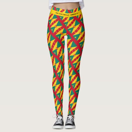 GRENADA Patriottische Schrift RUN UW RACE Custom Leggings (Voorkant)