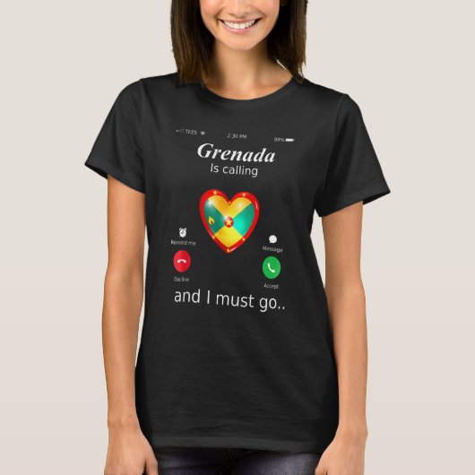 Grenada roept en ik moet gaan Grenada vlag T-shirt (Voorkant)