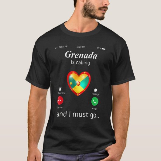 Grenada roept en ik moet gaan Grenada vlag T-shirt (Voorkant)