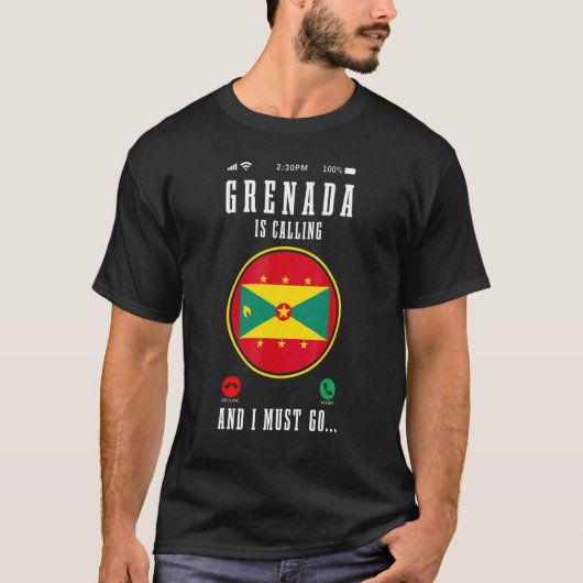 Grenada roept en ik moet gaan Grenadese vlag 1 T-shirt (Voorkant)