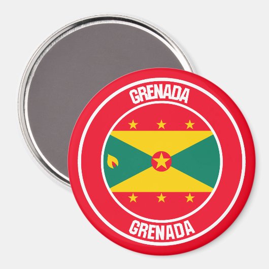 Grenada Round Emblem Magneet (Voorkant / Achterkant)