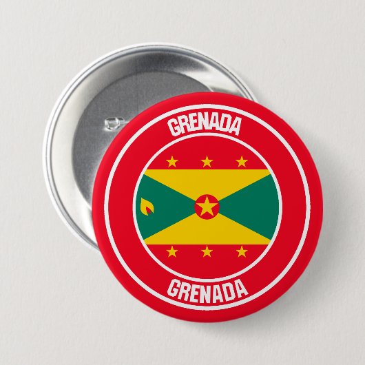 Grenada Round Emblem Ronde Button 7,6 Cm (Voorkant /achterkant)