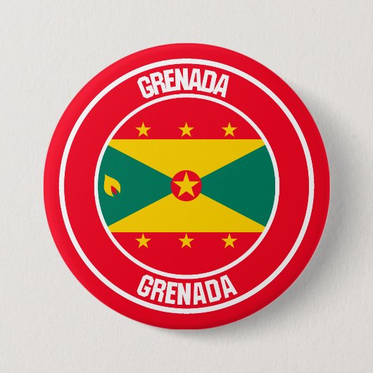 Grenada Round Emblem Ronde Button 7,6 Cm (Voorkant)