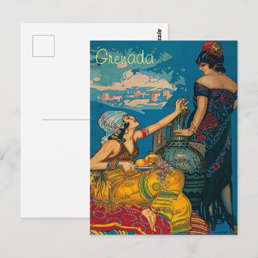 Grenada, Spanje, twee meisjes, oud briefkaart (Voorkant / Achterkant)