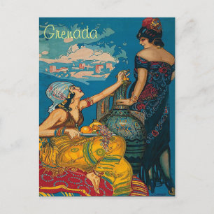 Grenada, Spanje, twee meisjes, vintage reisbriefka Briefkaart