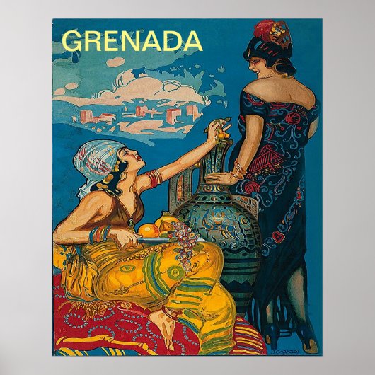 Grenada, Spanje, twee meisjes, vintage reisposter Poster (Voorkant)
