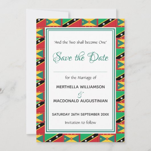GRENADA ST KITTS Dual Patriottic Custom Scripting Save The Date (Voorkant)