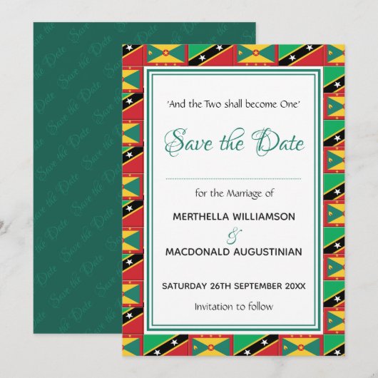 GRENADA ST KITTS Dual Patriottic Custom Scripting Save The Date (Voorkant / Achterkant)