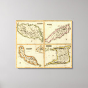 Grenada, Tobago, Trinidad, Curaçao Canvas Afdruk