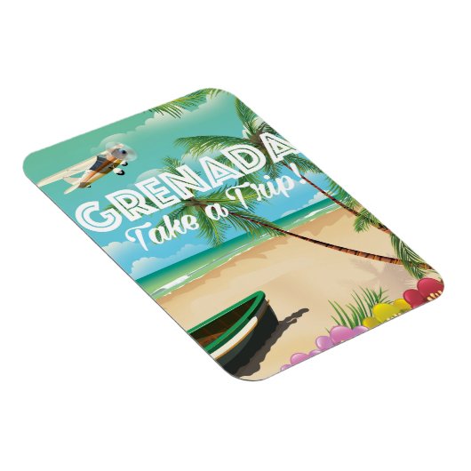 Grenada Vintage Vakantie Reisposter Magneet (Rechterzijde)
