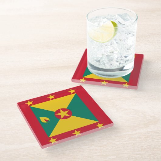 Grenada vlag glazen onderzetter (Schuin)