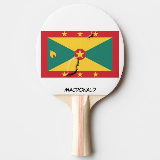 GRENADA-VLAG & MAP, speciaal aangepast Tafeltennisbatje (Voorkant)