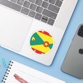 Grenada Vlag Ronde Sticker (Laptop met iPhone)